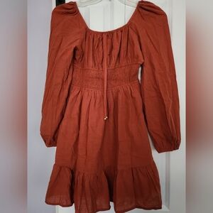 Rust Long Sleeve Dress
